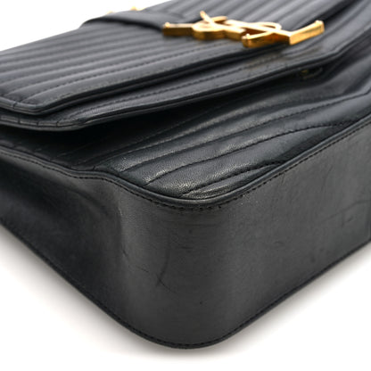 Saint Laurent Lambskin Matelasse Chevron Monogram Medium Sulpice Bag Black 8 of 9