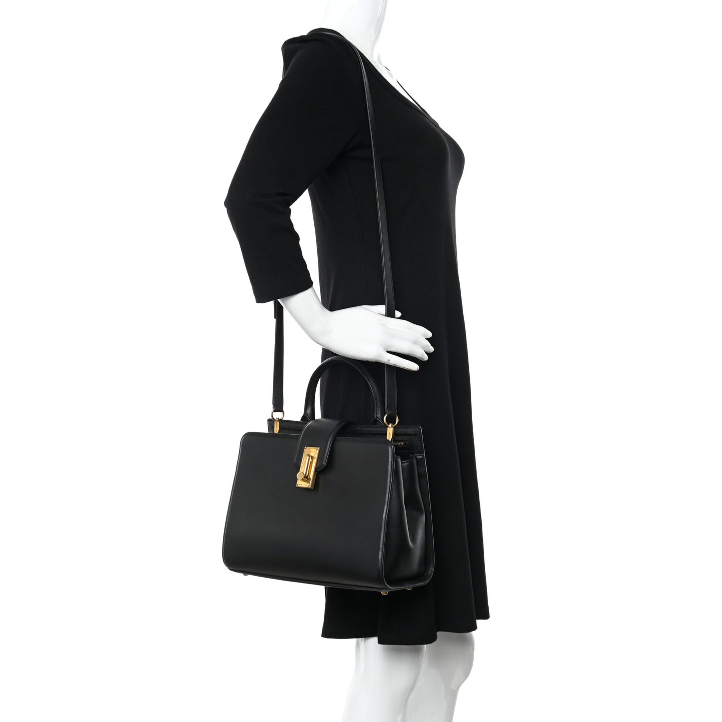 Calfskin Small West End Top Handle Bag Black