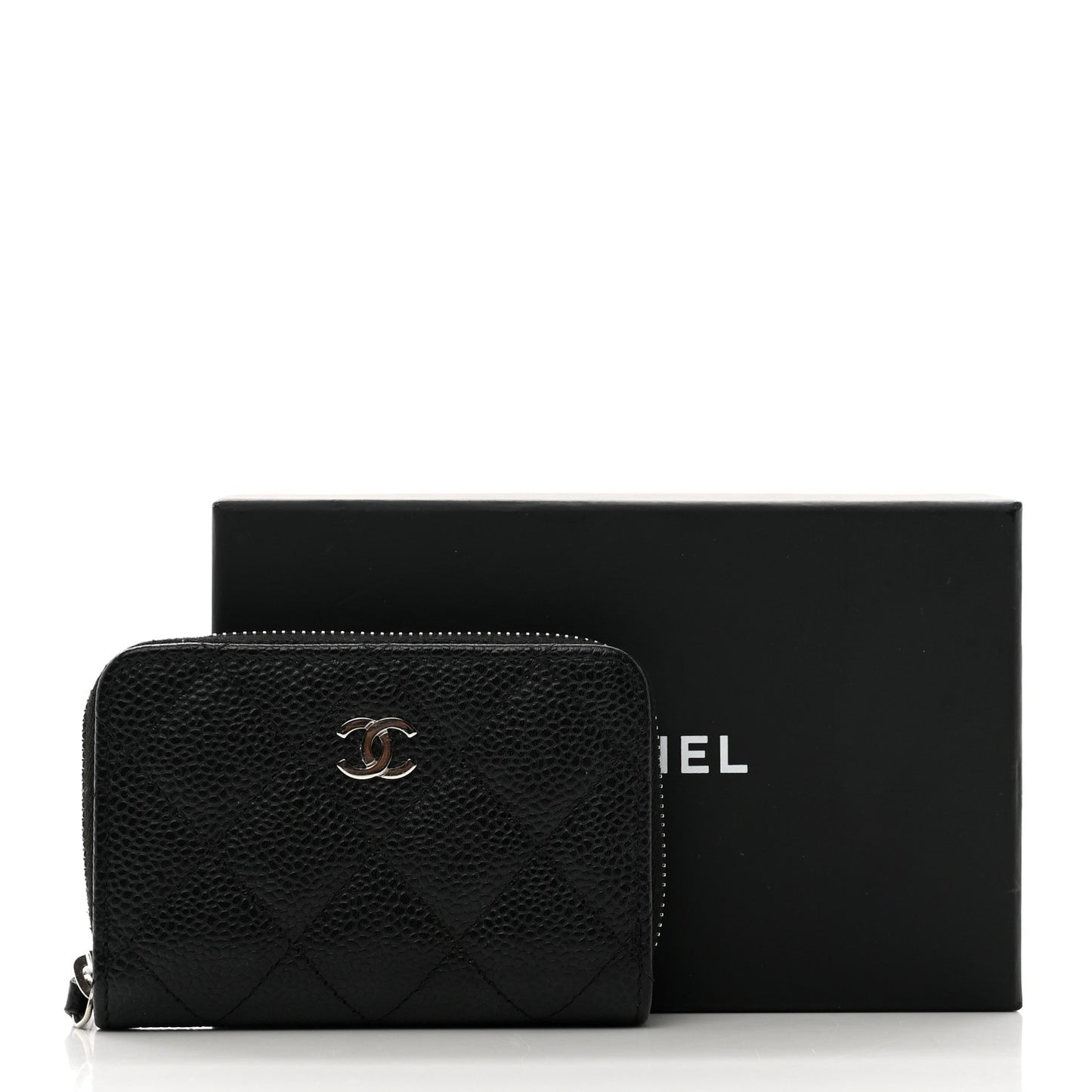 Caviar Quilted Zip Coin Purse Black