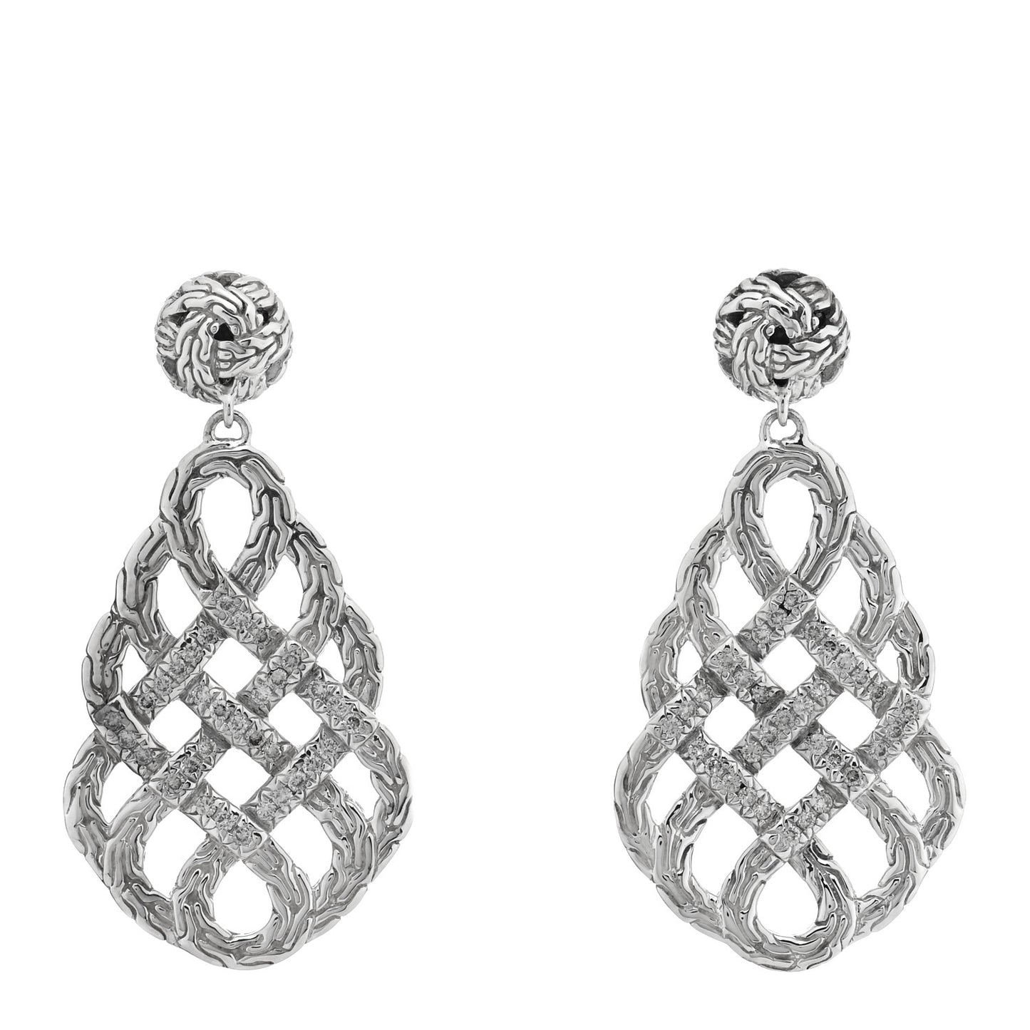 Sterling Silver Classic Chain Braided Saddle Drop Earrings