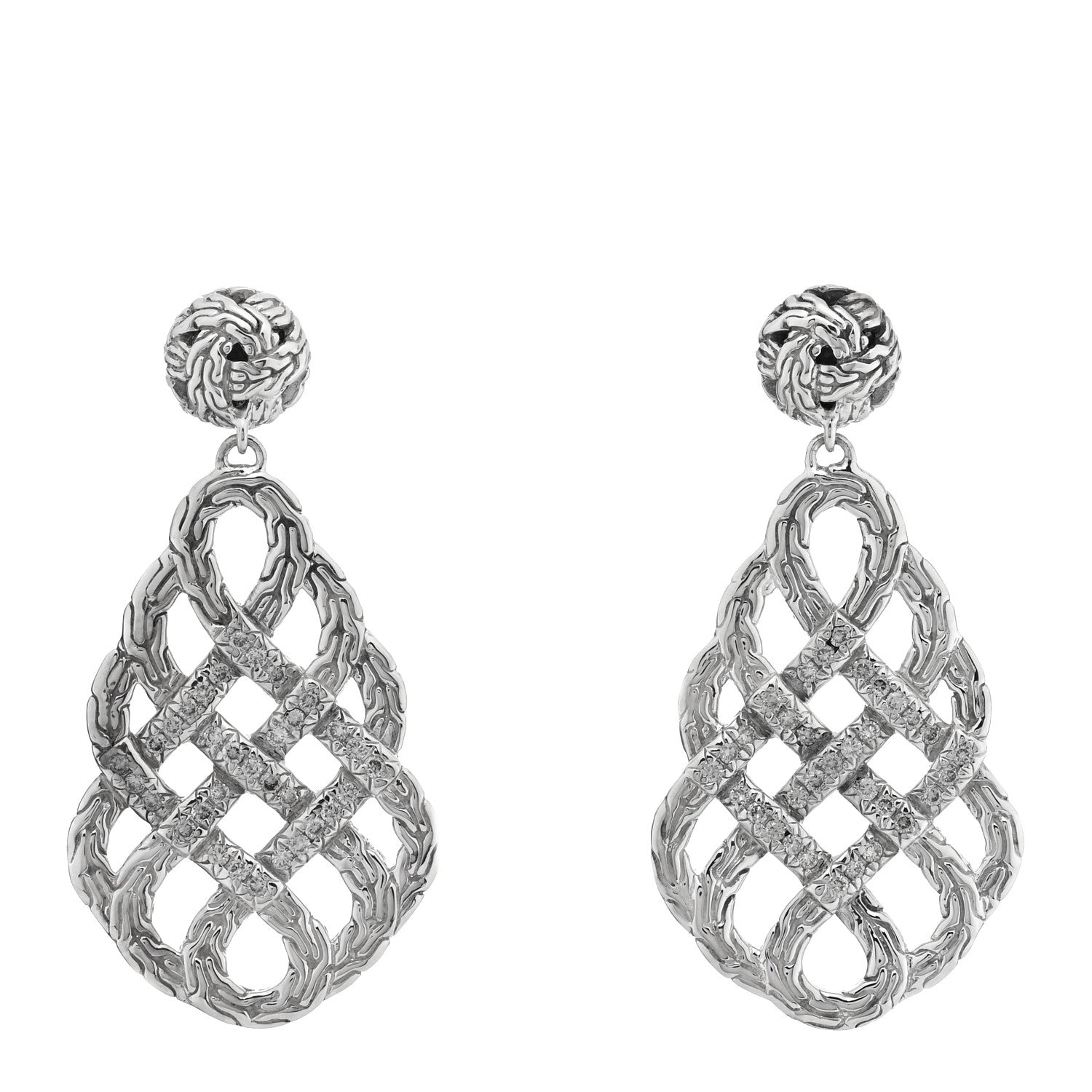 John Hardy Sterling Silver Classic Chain Braided Saddle Drop Earrings 1 of 4