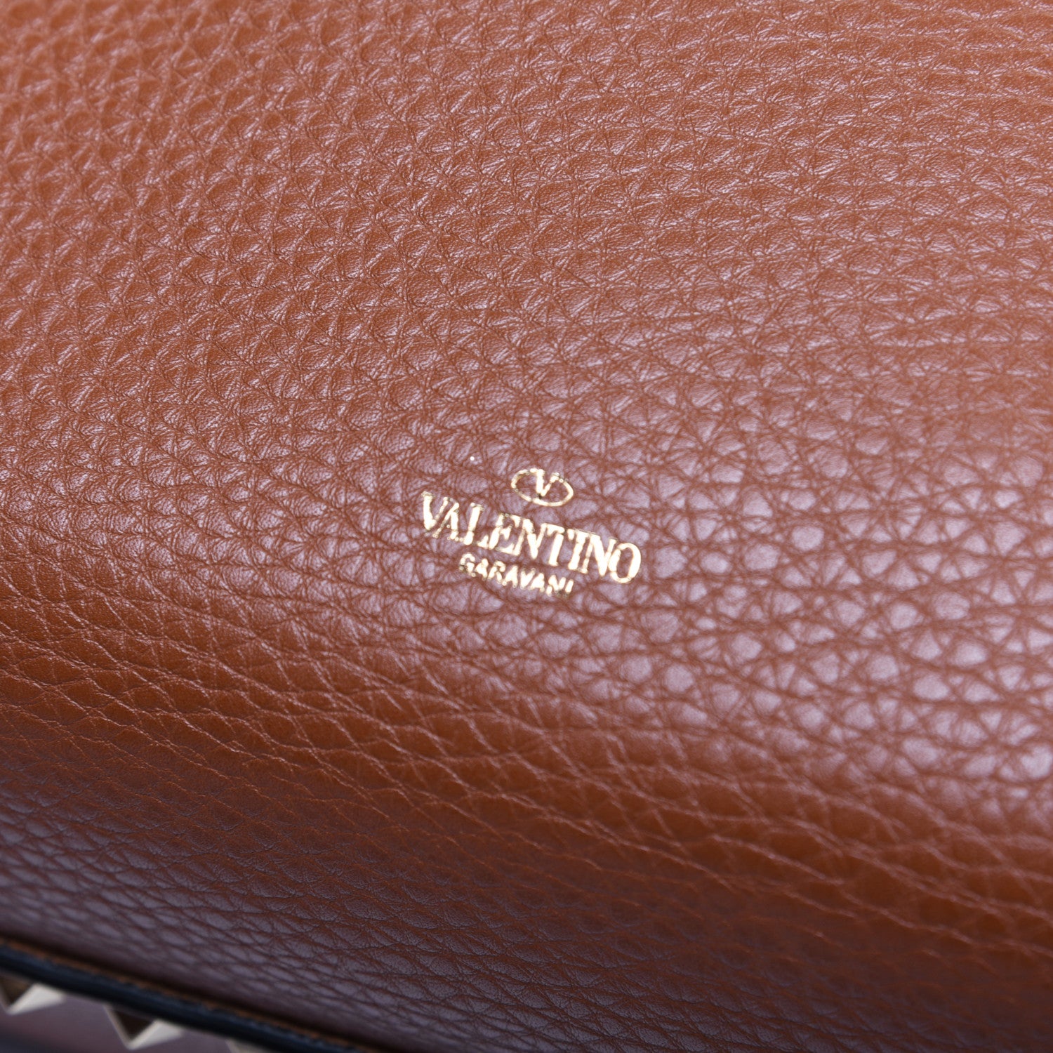 Valentino Garavani Pebbled Calfskin Rockstud Bucket Bag Saddle Brown 8 of 11