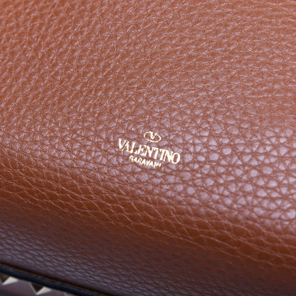 Valentino Garavani Pebbled Calfskin Rockstud Bucket Bag Saddle Brown 8 of 11