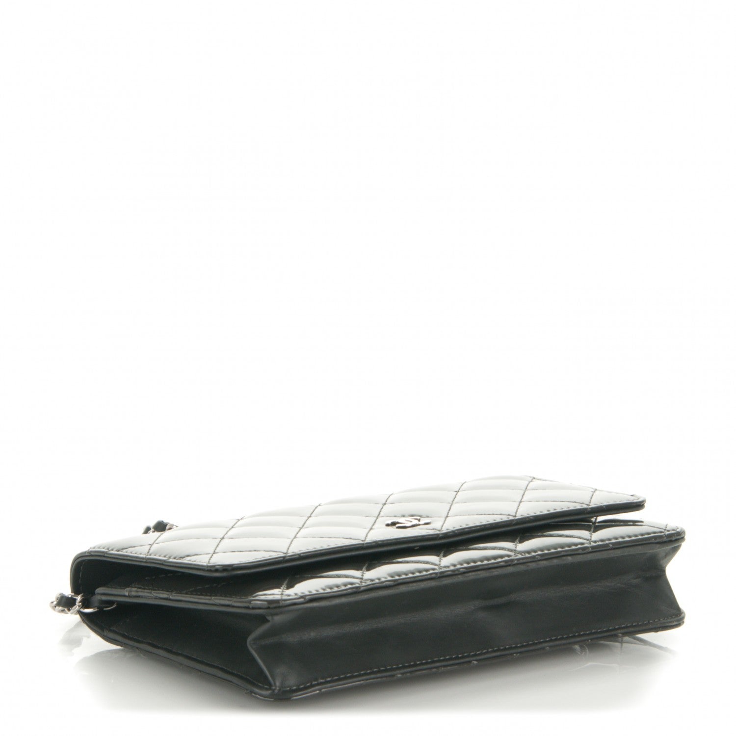 Chanel Patent Quilted Wallet On Chain WOC Dark Grey 4 of 8