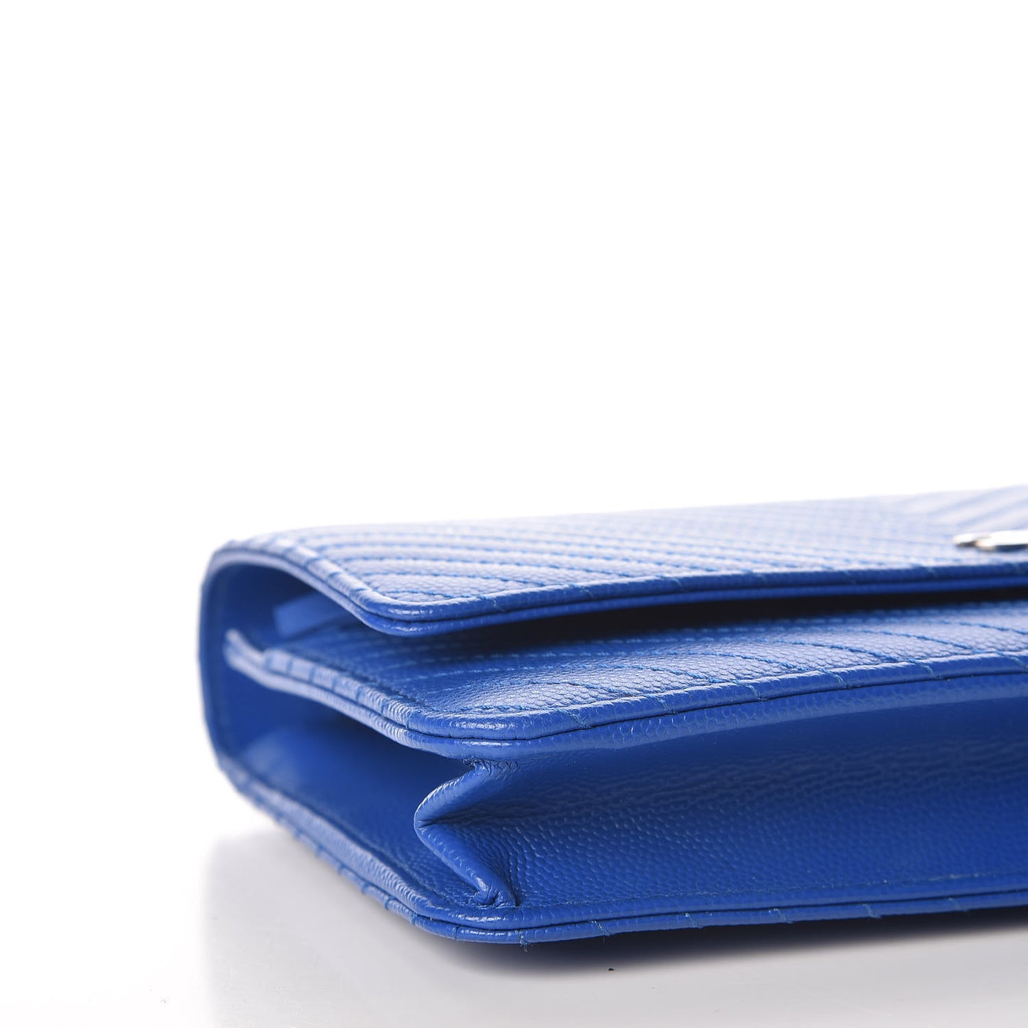 Caviar Chevron Quilted Wallet On Chain WOC Bright Blue