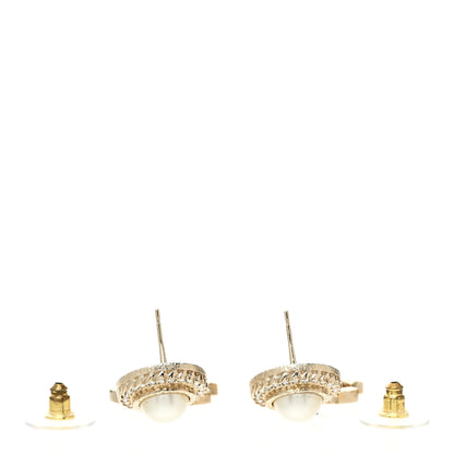 Chanel Crystal Pearl Bow-tiful CC Drop Earrings Gold 3 of 5
