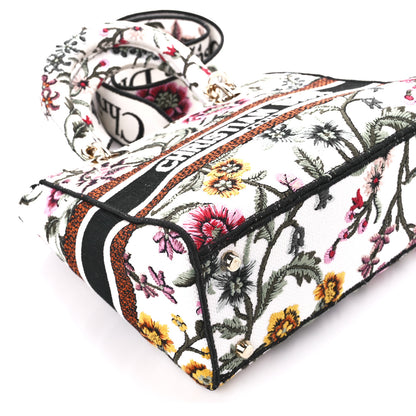 Christian Dior Canvas Petites Fleurs Embroidered Medium Lady D-Lite White Multicolor 9 of 10
