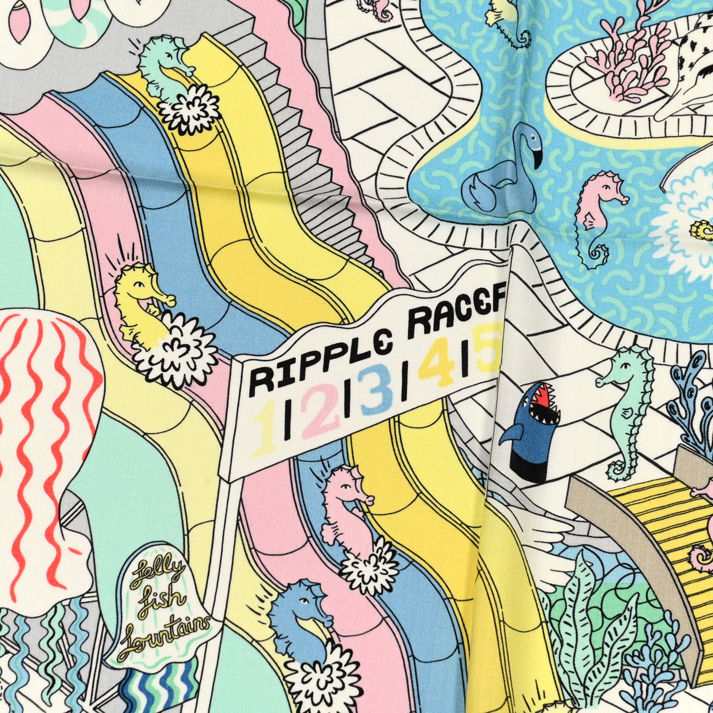 Cashmere Silk Splash Park Shawl 140 White Jaune Multicolor