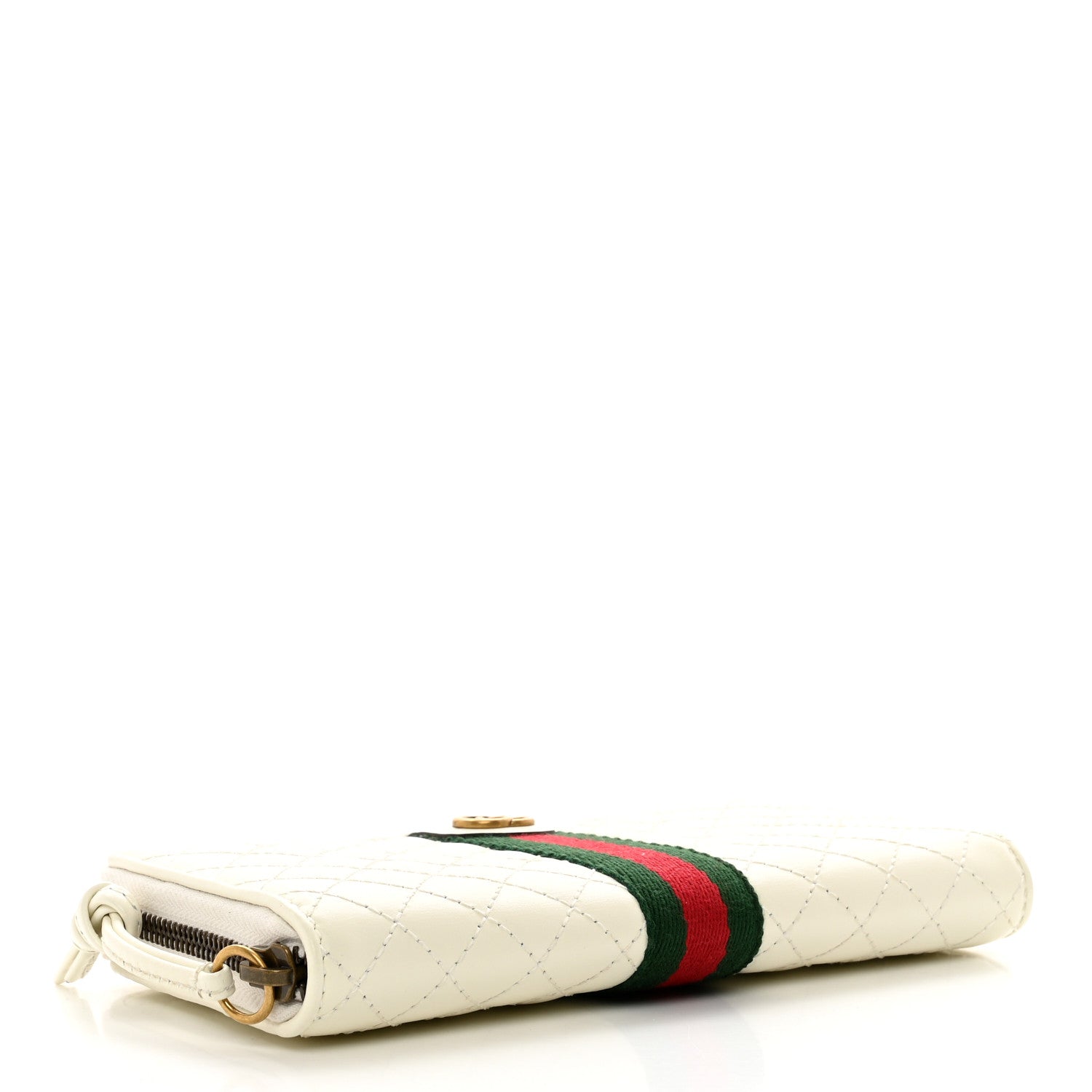 Gucci Calfskin Web Trapuntata GG Zip Around Wallet Off White 4 of 8
