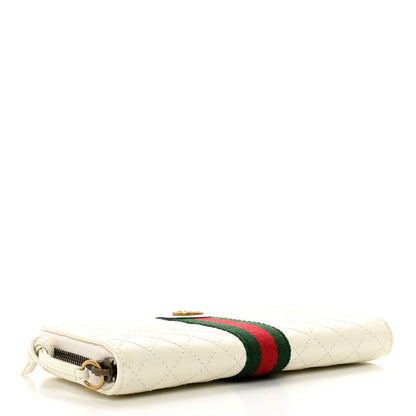 Gucci Calfskin Web Trapuntata GG Zip Around Wallet Off White 4 of 8