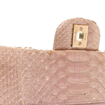 Chanel Metallic Snakeskin Medium Double Flap Pink 13 of 15