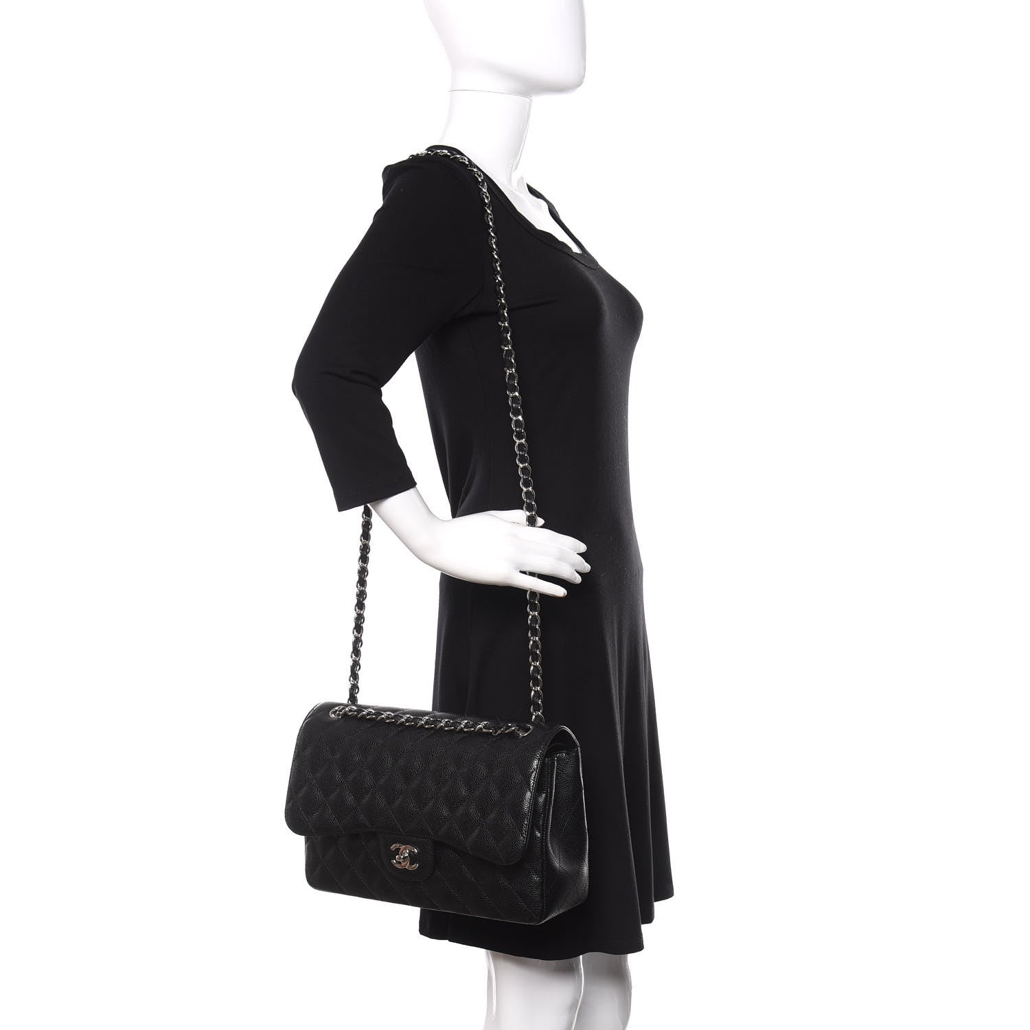 Chanel Caviar Quilted Jumbo Double Flap Black 3 of 11