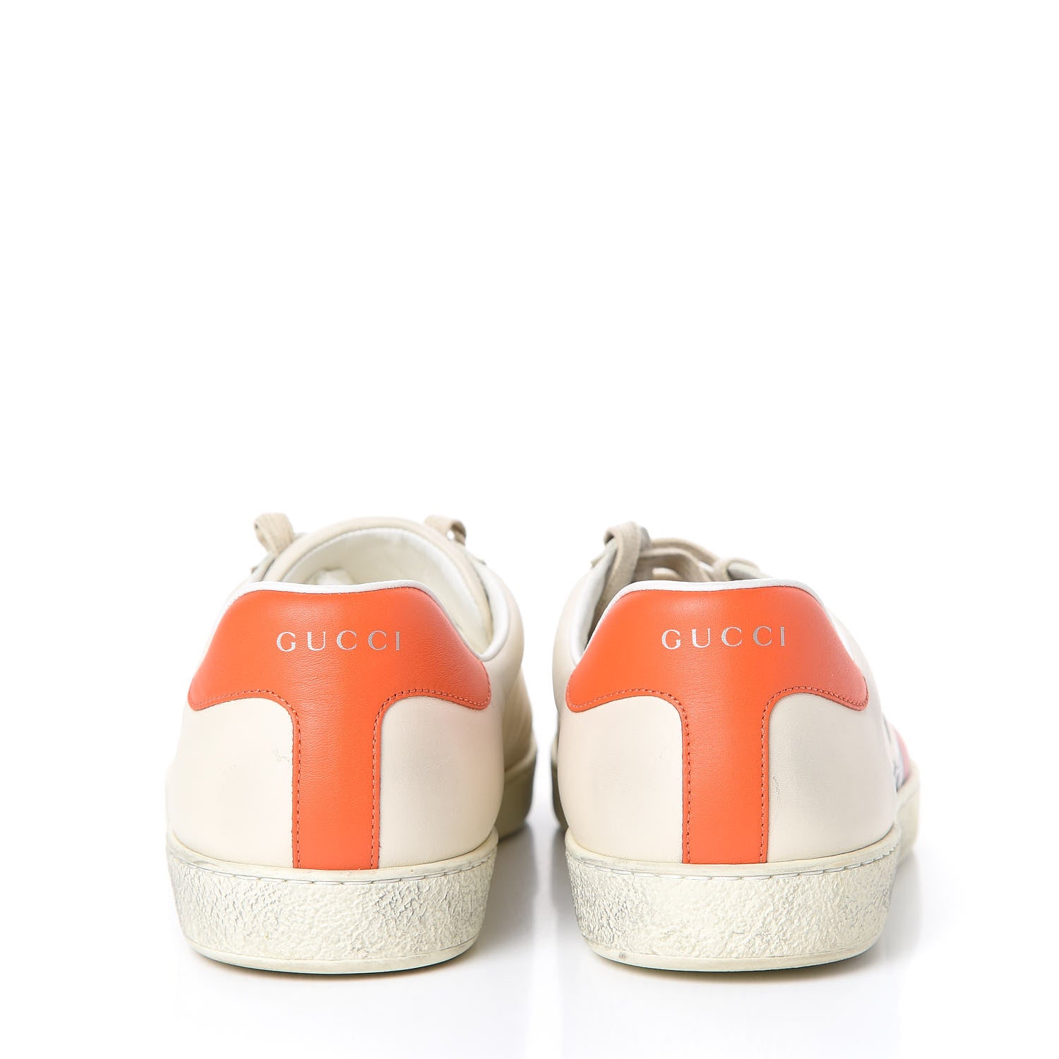 Gucci X DISNEY Miro Soft Calfskin Mickey Mouse Print Mens Ace Sneakers 11 Ivory Deep Orange 7 of 14
