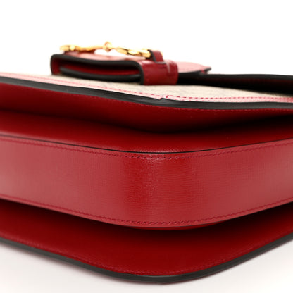 Gucci GG Supreme Monogram Azalea Calfskin Horsebit 1955 Shoulder Bag Beige Ebony New Cherry Red 10 of 11