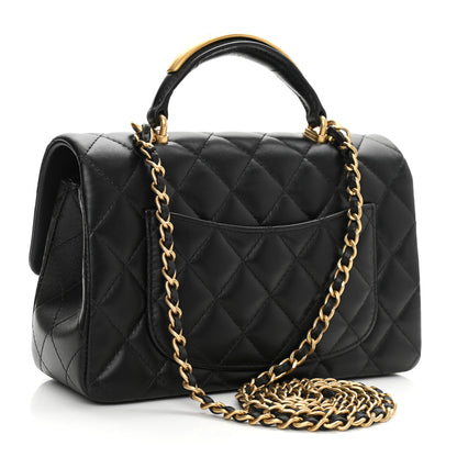 Chanel Lambskin Quilted Metal Mini Top Handle Rectangular Flap Black 3 of 10