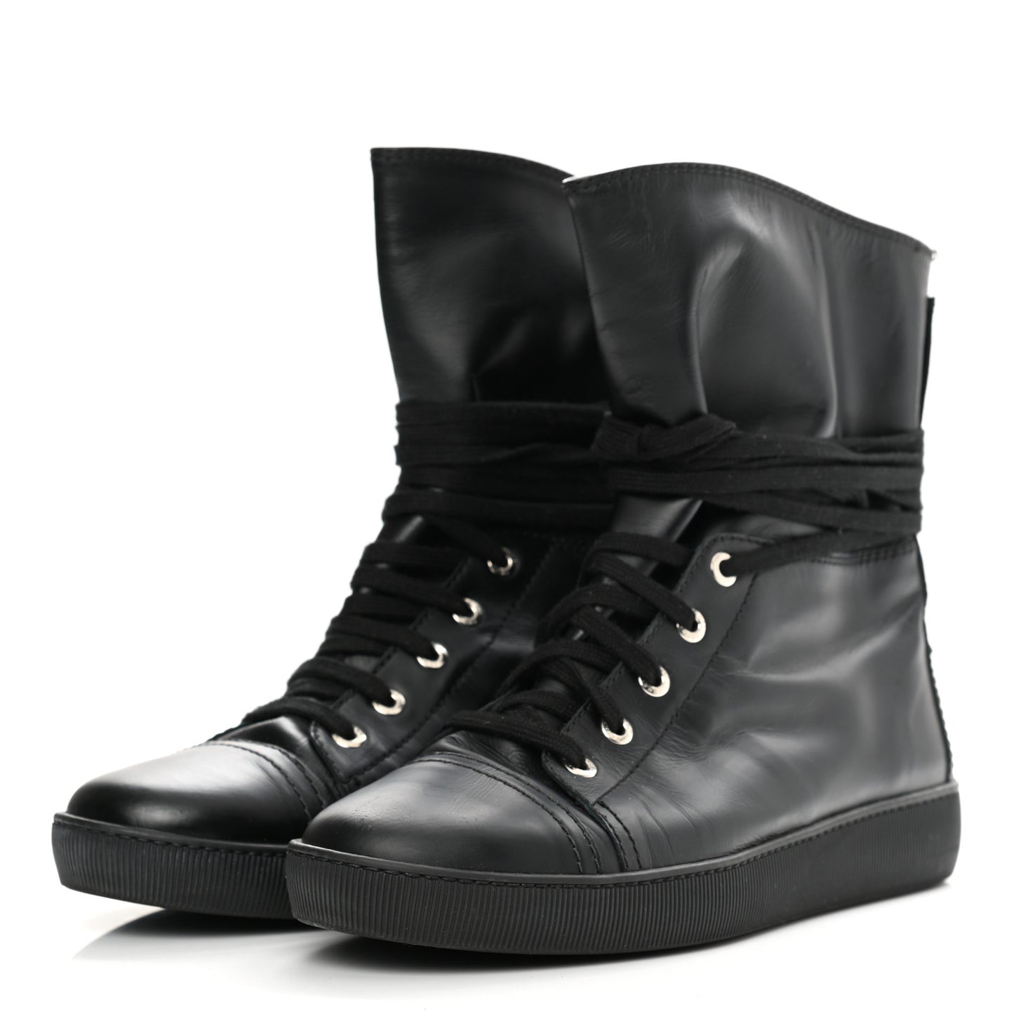 Lambskin High Top Sneakers 38.5 Black