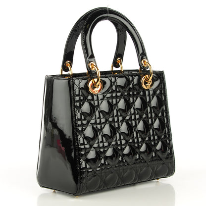 Christian Dior Patent Cannage Medium Lady Dior Black 3 of 8