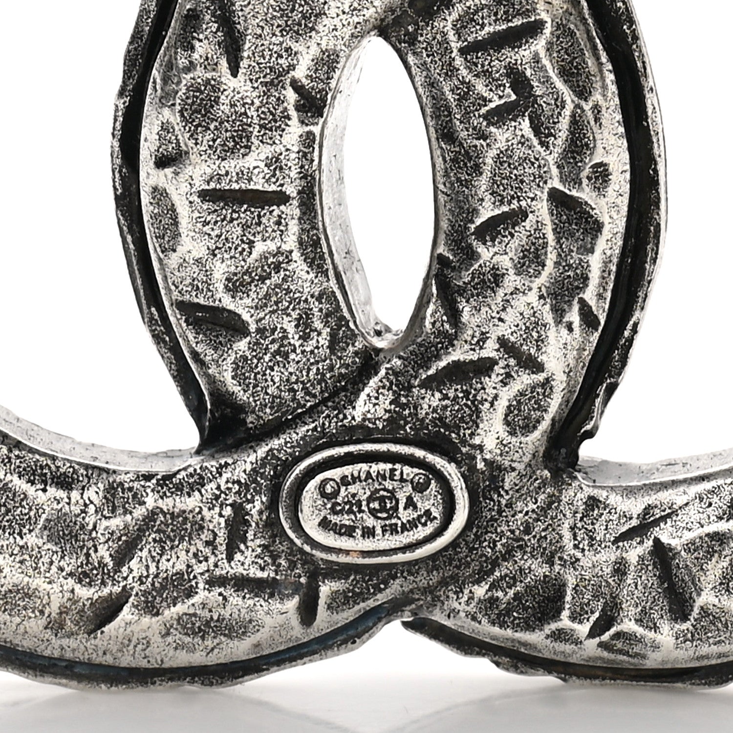 Chanel Crystal Textured CC Brooch Silver 4 of 5