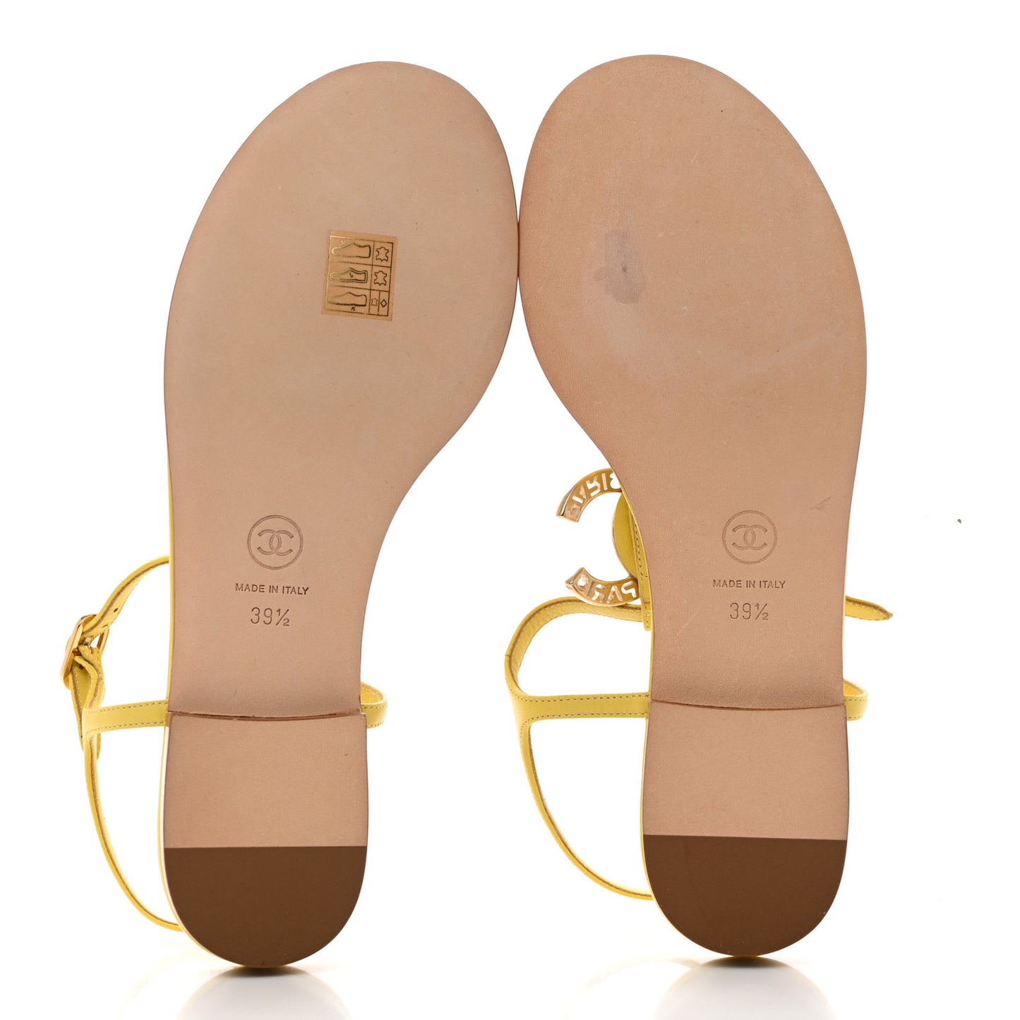 Lambskin CC Logo Thong Sandals 39.5 Yellow