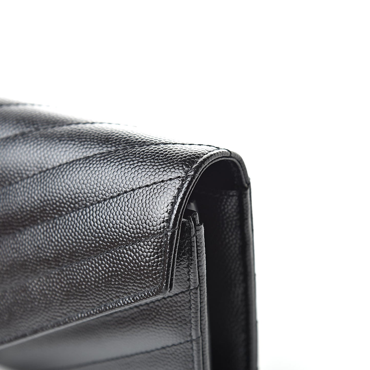 Grain De Poudre Matelasse Chevron Monogram Flap Wallet Black
