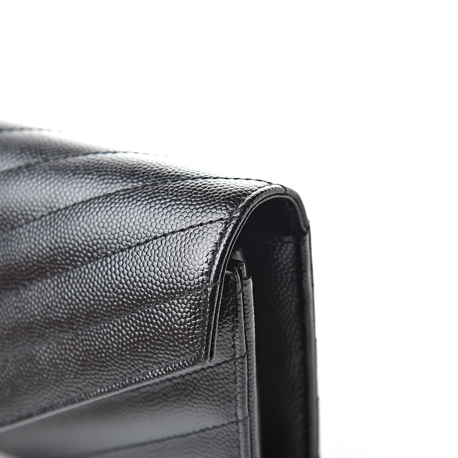 Saint Laurent Grain De Poudre Matelasse Chevron Monogram Flap Wallet Black 9 of 11