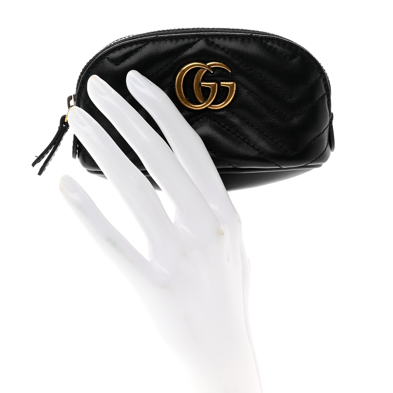 Gucci Calfskin Matelasse GG Marmont Key Pouch Black 2 of 7