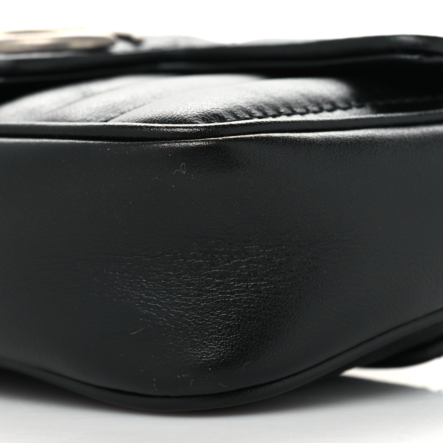 Gucci Calfskin Matelasse Aria Super Mini GG Marmont Shoulder Bag Black 9 of 11