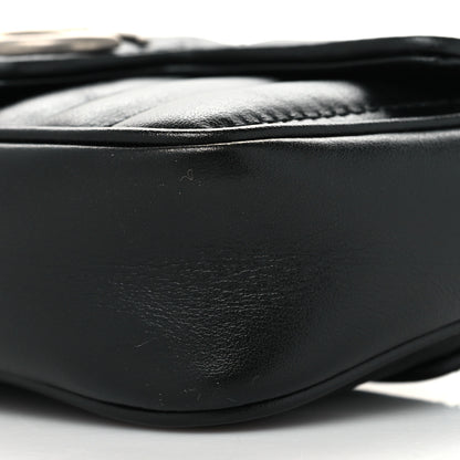Gucci Calfskin Matelasse Aria Super Mini GG Marmont Shoulder Bag Black 9 of 11