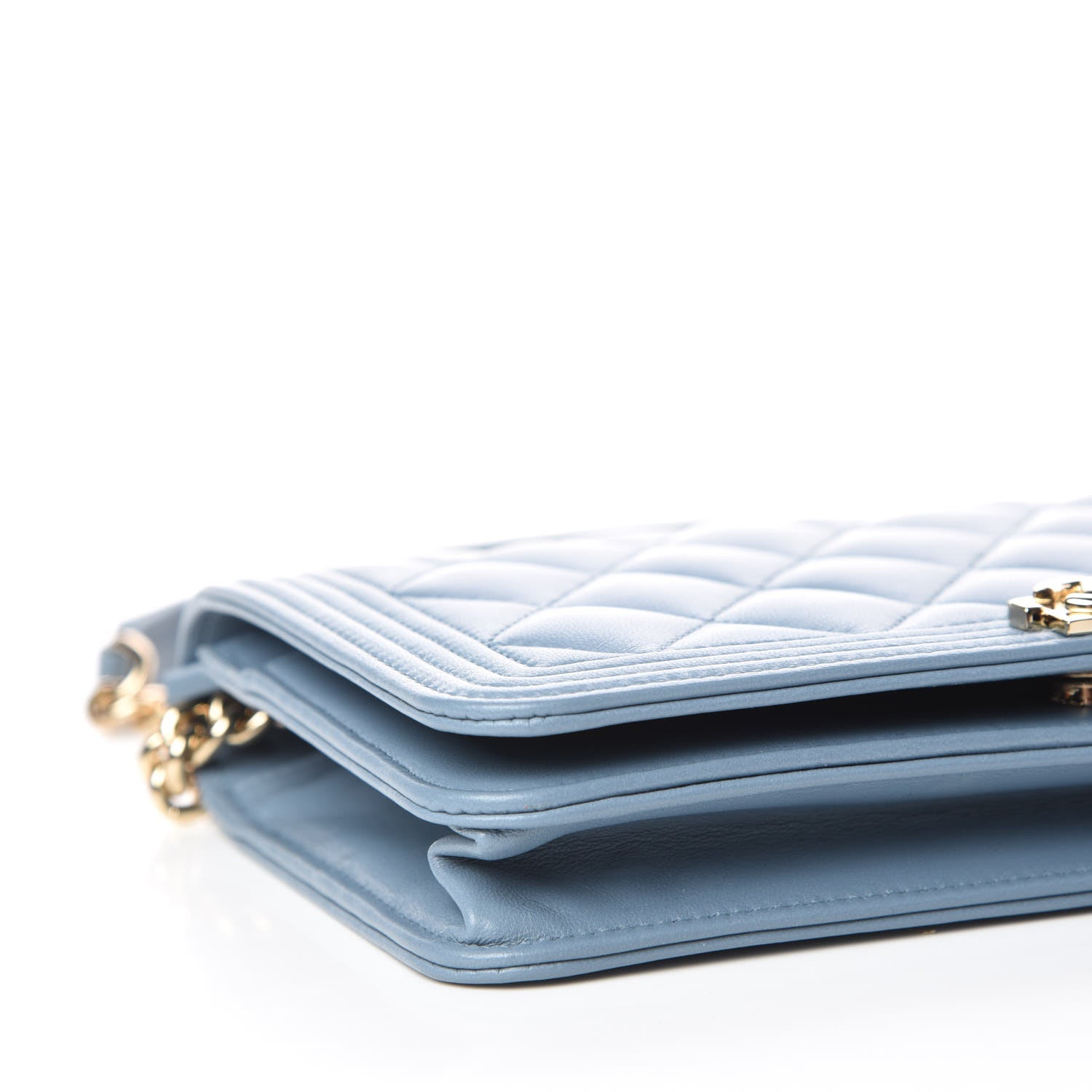 Chanel Lambskin Quilted Boy Wallet On Chain WOC Blue 9 of 14