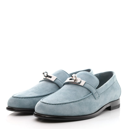 Hermes Suede Goatskin Womens Destin Loafer 36 Vert d'eau 3 of 9