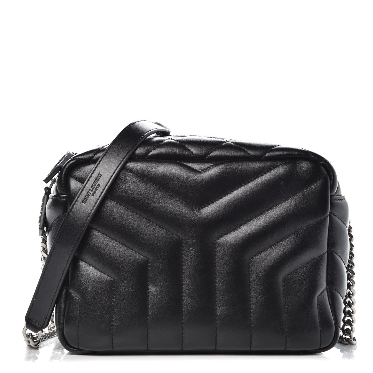 Calfskin Y Quilted Monogram Small Loulou Bowling Bag Black