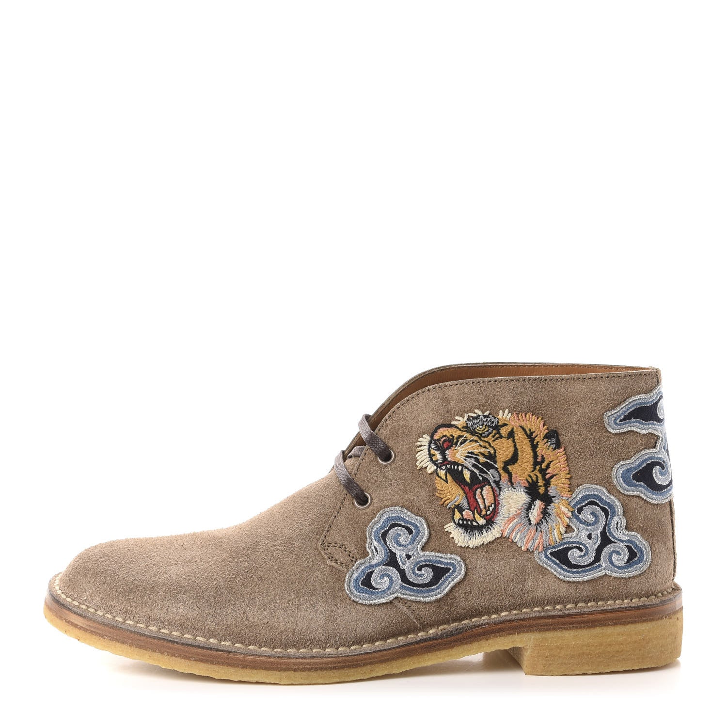 Gucci Suede Tiger Graphic Mens Chukka Ankle Boots 10 Slate 1 of 10