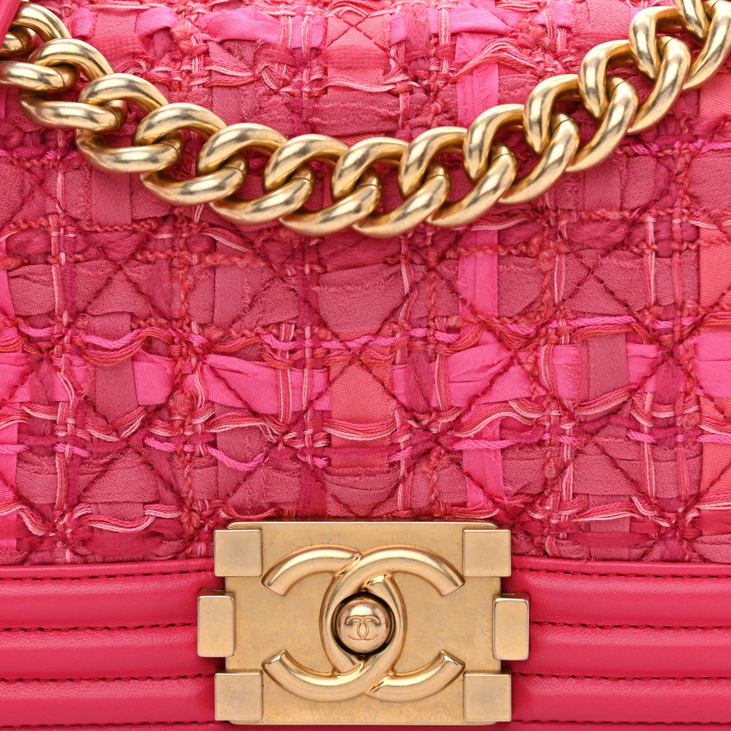 Chanel Lambskin Tweed Small Boy Flap Fuchsia 7 of 10