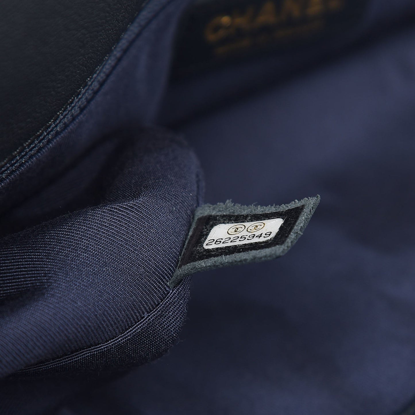 Cable Knit Calfskin Flap Bag Navy Blue