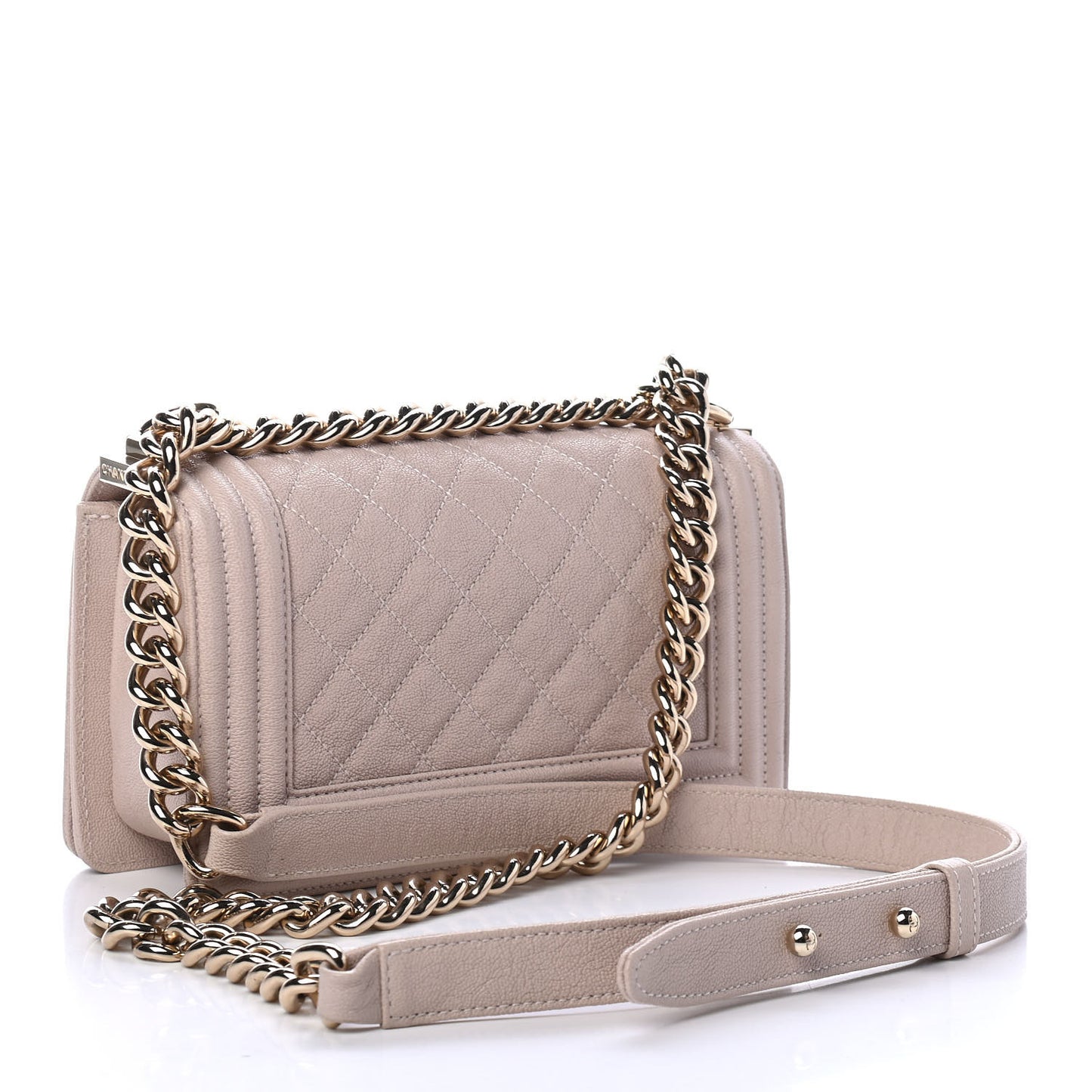 Caviar Quilted Small Boy Flap Light Beige