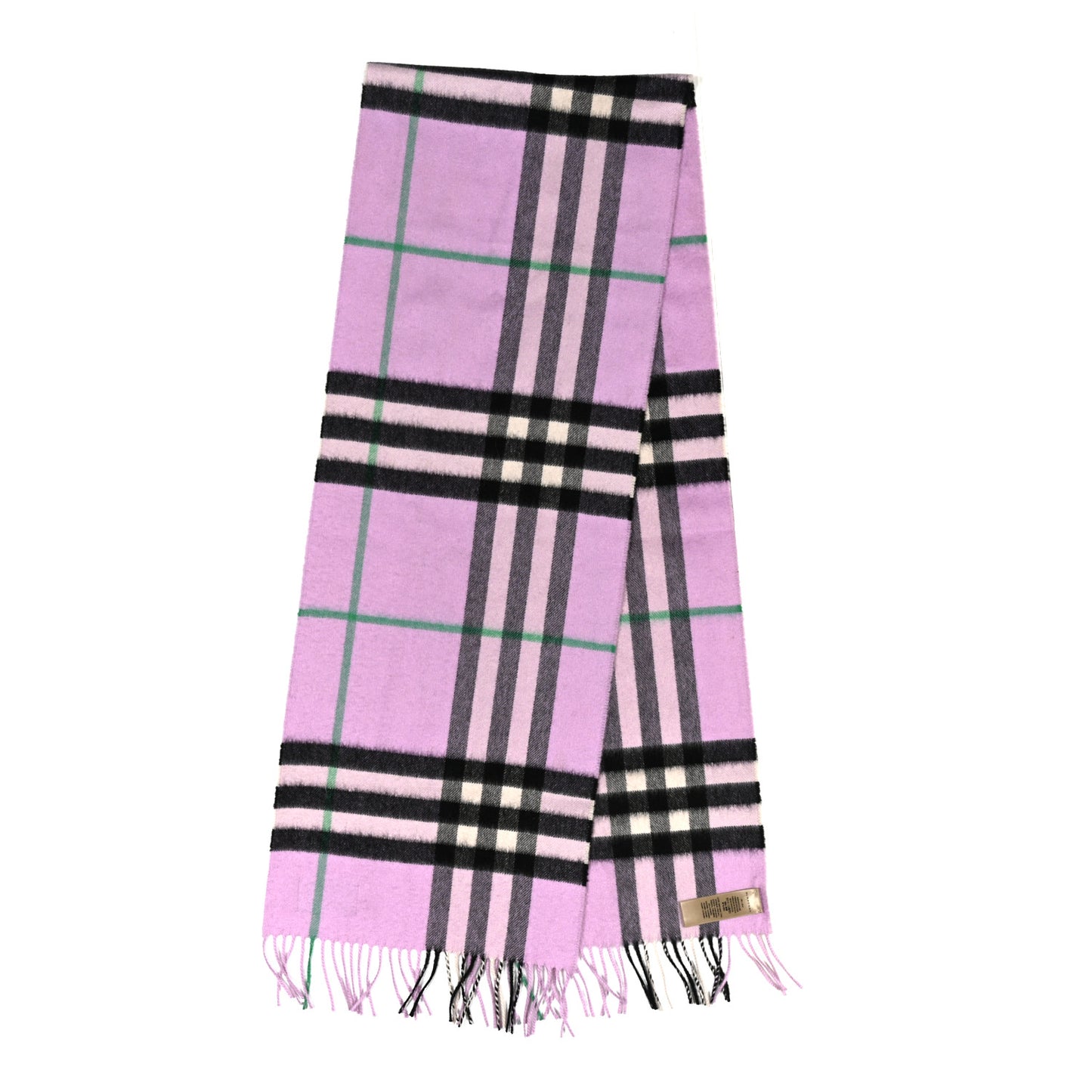 Cashmere Giant Icon Check Fringe Scarf Pale Heather