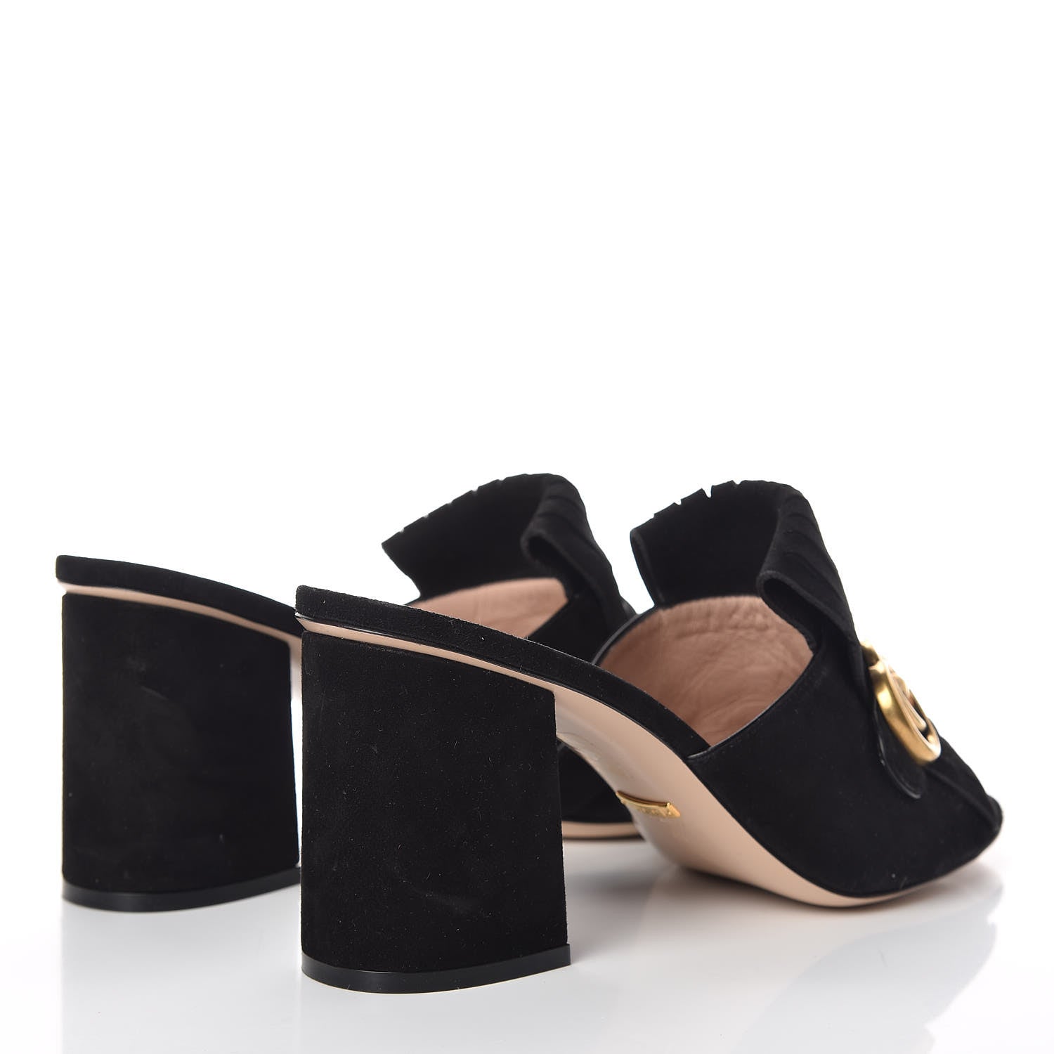 Gucci Kid Scamosciato GG Marmont Fringe 75mm Slide Sandals 41 Black 4 of 11