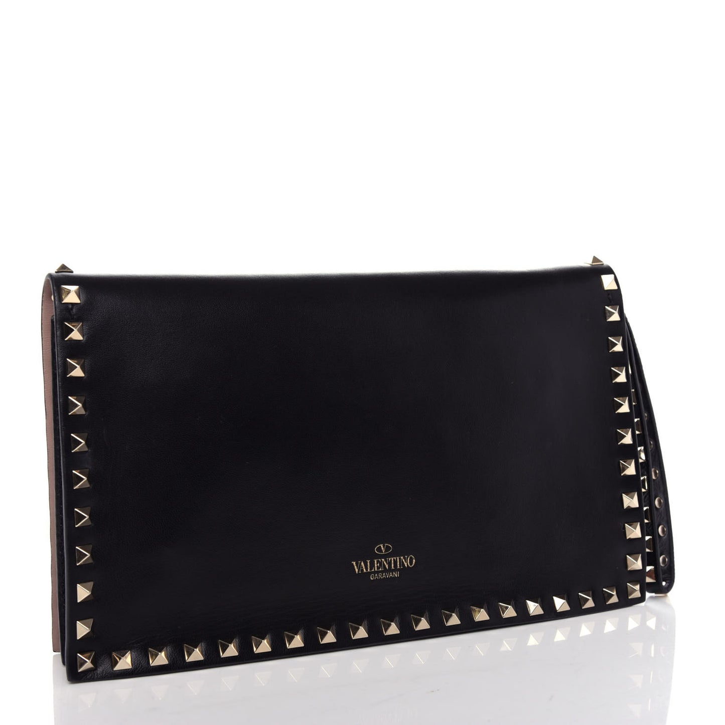 Nappa Rockstud Wristlet Clutch Black