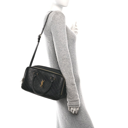 Saint Laurent Lambskin Lyia Quilted Duffle Bag Black 2 of 11
