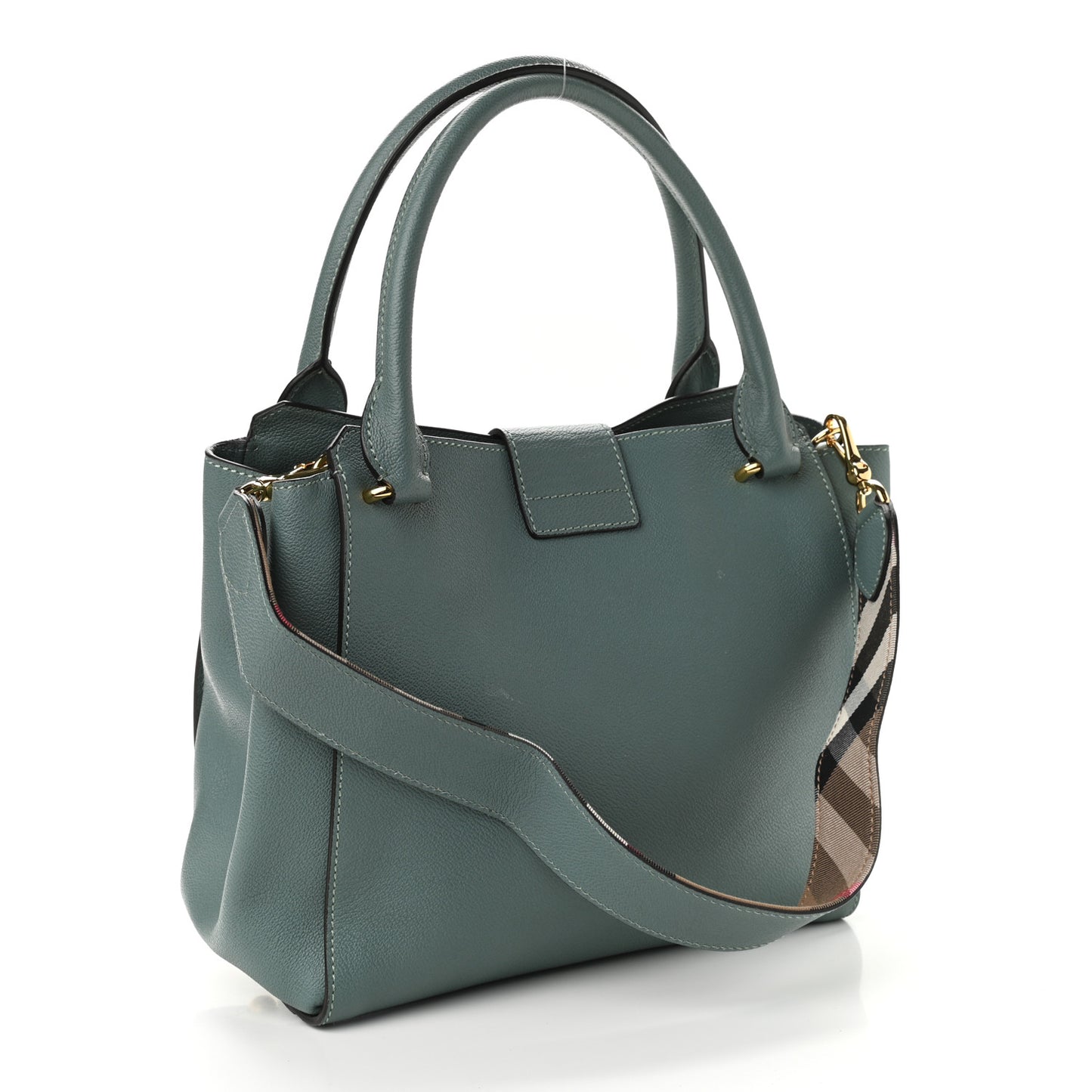 Soft Grain Calfskin Medium Buckle Tote Celadon Blue