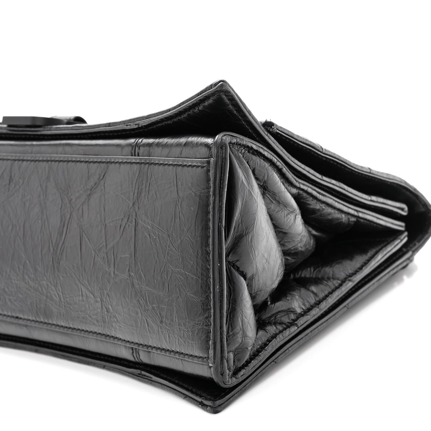 Balenciaga Crushed Calfskin Quilted Matte Black Hardware Medium Crush Chain Bag Black 9 of 9