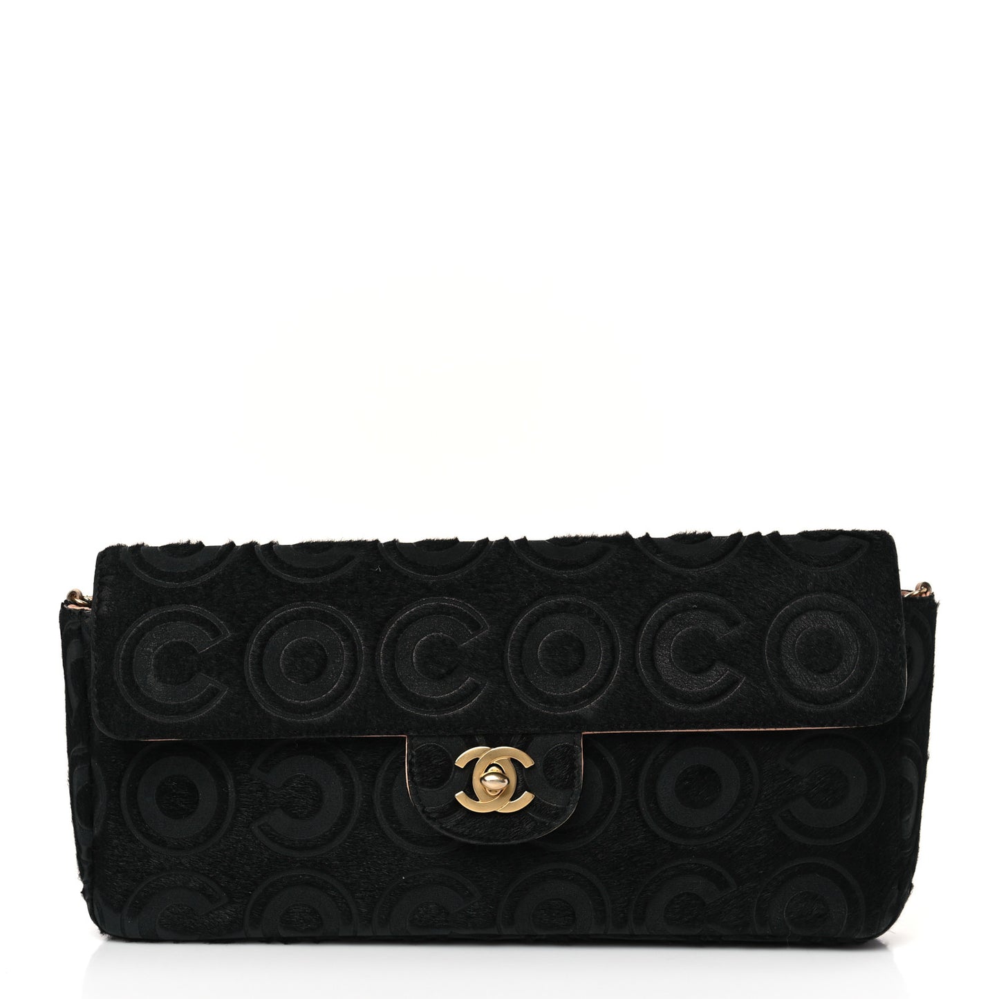Pony Hair CocoDouble East West Flap Black Rose