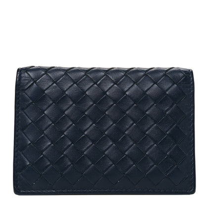 Bottega Veneta Nappa Intrecciato Bi-Fold Card Holder Dark Blue 1 of 4