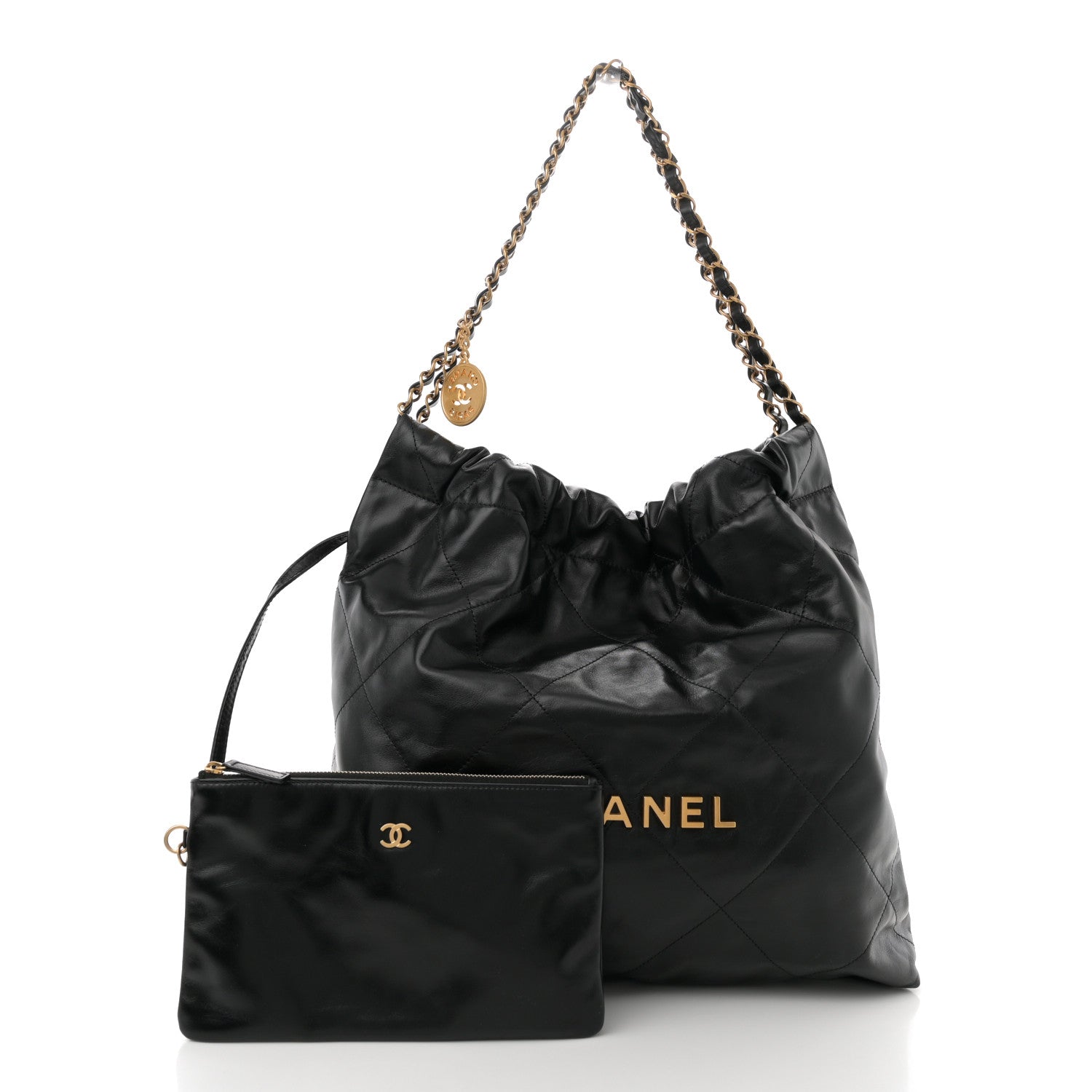 Chanel Shiny Calfskin Quilted Chanel 22 Black 2 of 11