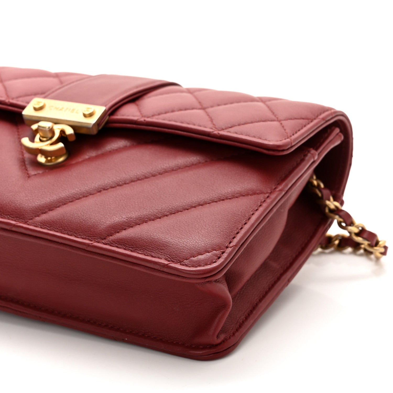 Chanel Calfskin Quilted Chevron In The City Bag Wallet on Chain WOC Red 11 of 11