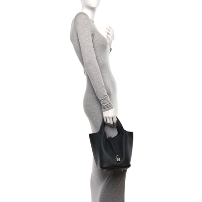 Hermes Taurillon Clemence Picotin Lock 22 MM Black 3 of 21
