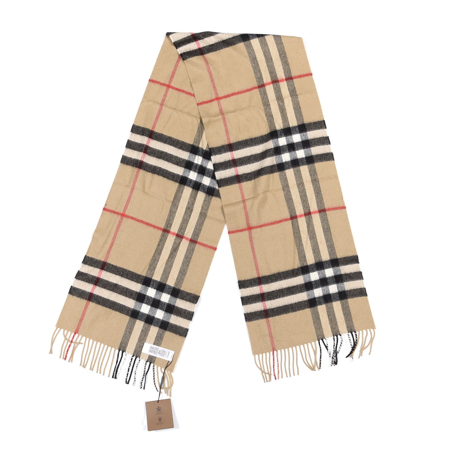 Burberry Cashmere Giant Check Fringe Scarf Archive Beige 5 of 5