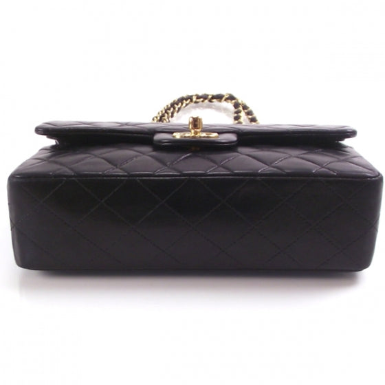 Lambskin Quilted Medium Double Flap Black