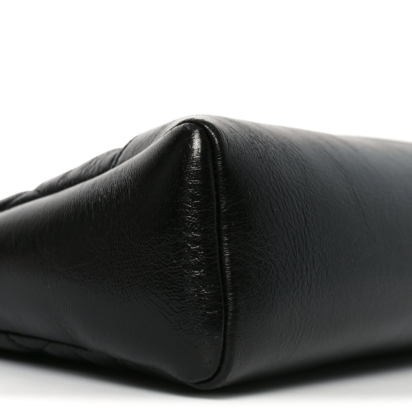 Shiny Lambskin Quilted 31 Shopping Bag Black