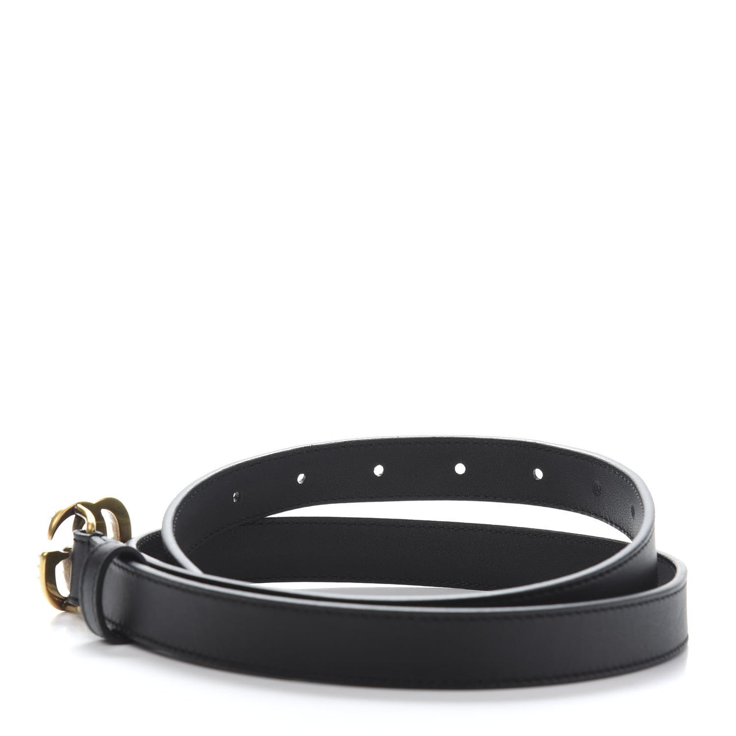 Calfskin Pearl Double G 20mm Belt 85 34 Black Cream